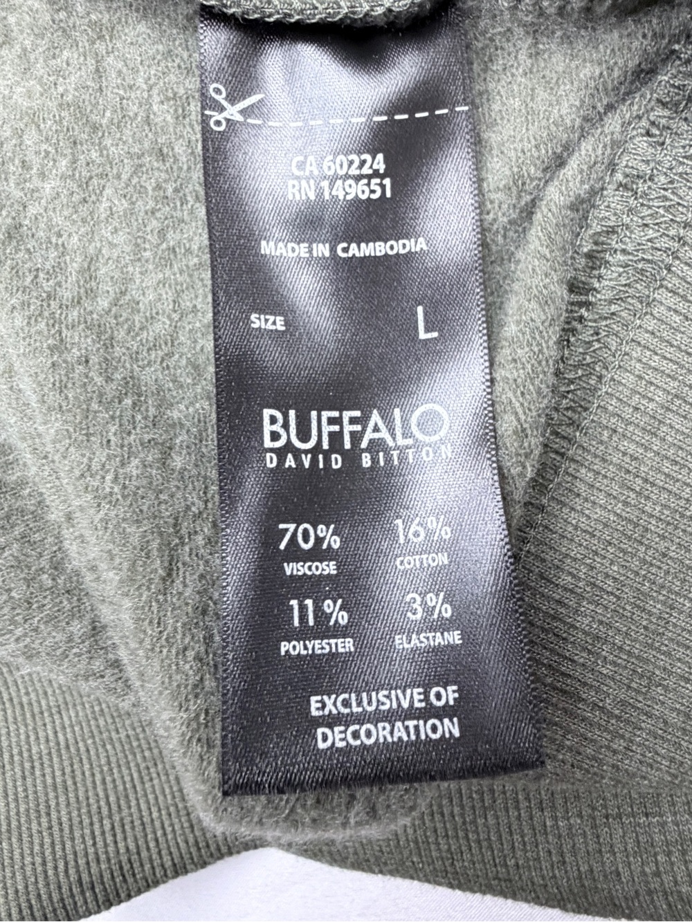 Buffalo David Bitton Olive Lightweight Hoodie - Picture 9 of 10